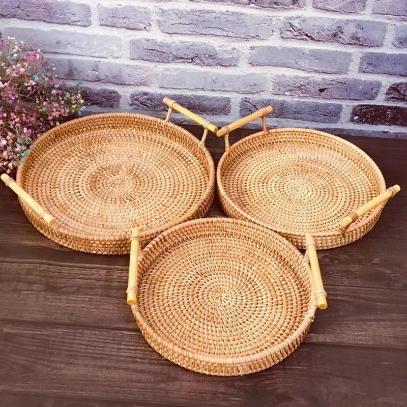 Round Basket Woven Storage Tray